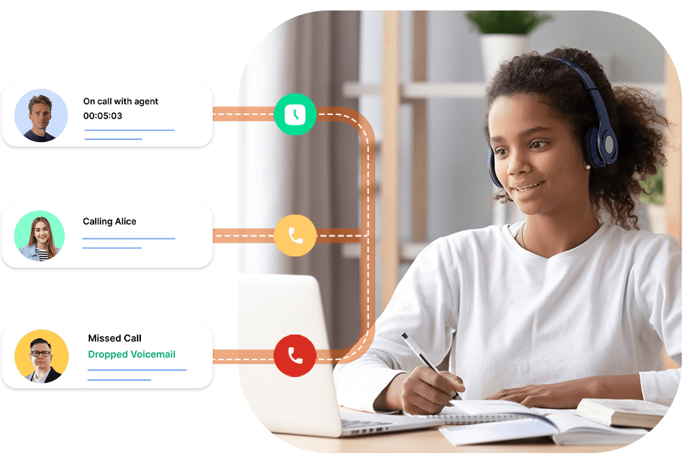 Experienced outbound call center agent on a call